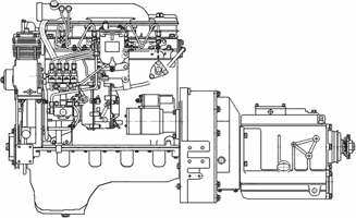 Общий вид дизеля Д-245.30Е2 с коробкой передач. Вид слева